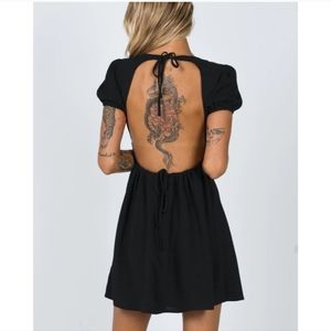 Princess Polly Smith Mini Dress Tie Back Cutout Linen Rayon 6